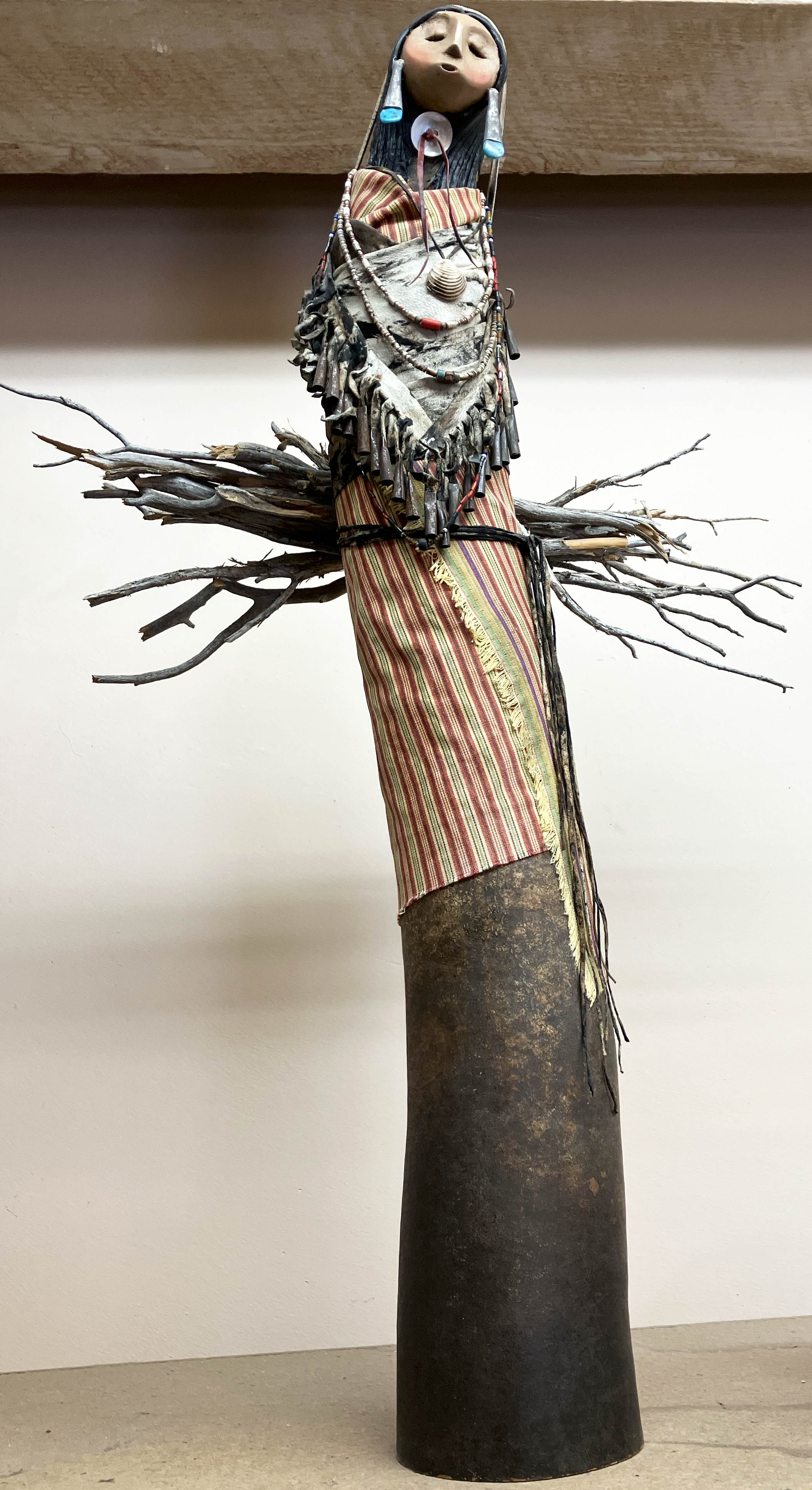 Robert Rivera | Woman with Stick Gourd Art| Penfield Gallery of Indian Arts | Albuquerque, New Mexico